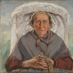 Boerenvrouw met poffer